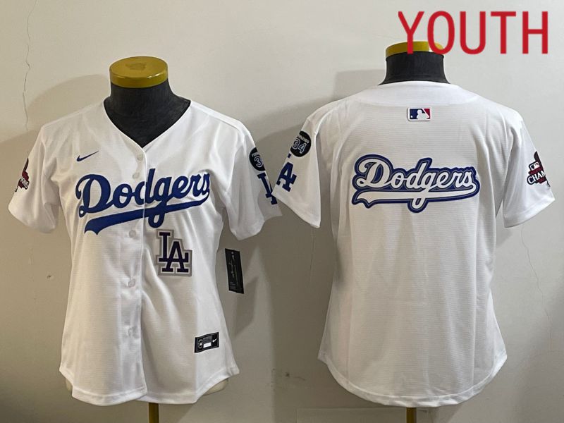 Youth Los Angeles Dodgers Blank White Game 2024 Nike MLB Jersey style 12095->youth mlb jersey->Youth Jersey